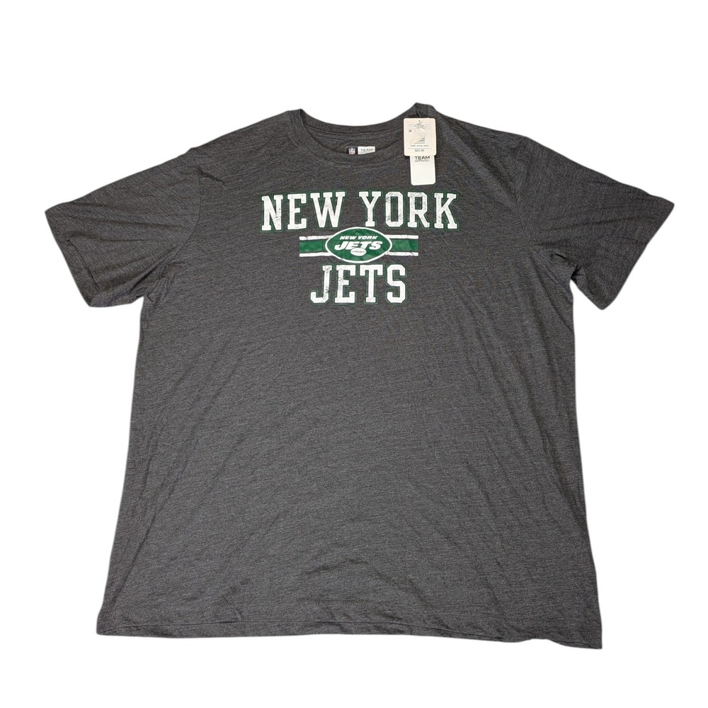 NFL Team Apparel New York Jets Mens 2XL T-Shirt Charcoal Grey Distressed Graphic